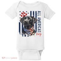 Patriotic Usa Flag Black Labrador All American Boy Lab Owner Baby Bodysuit thumb 0