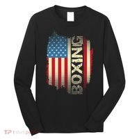 Patriotic USA Flag Boxing Kickboxing Kickboxer Gym Boxer Long Sleeve Shirt thumb 0