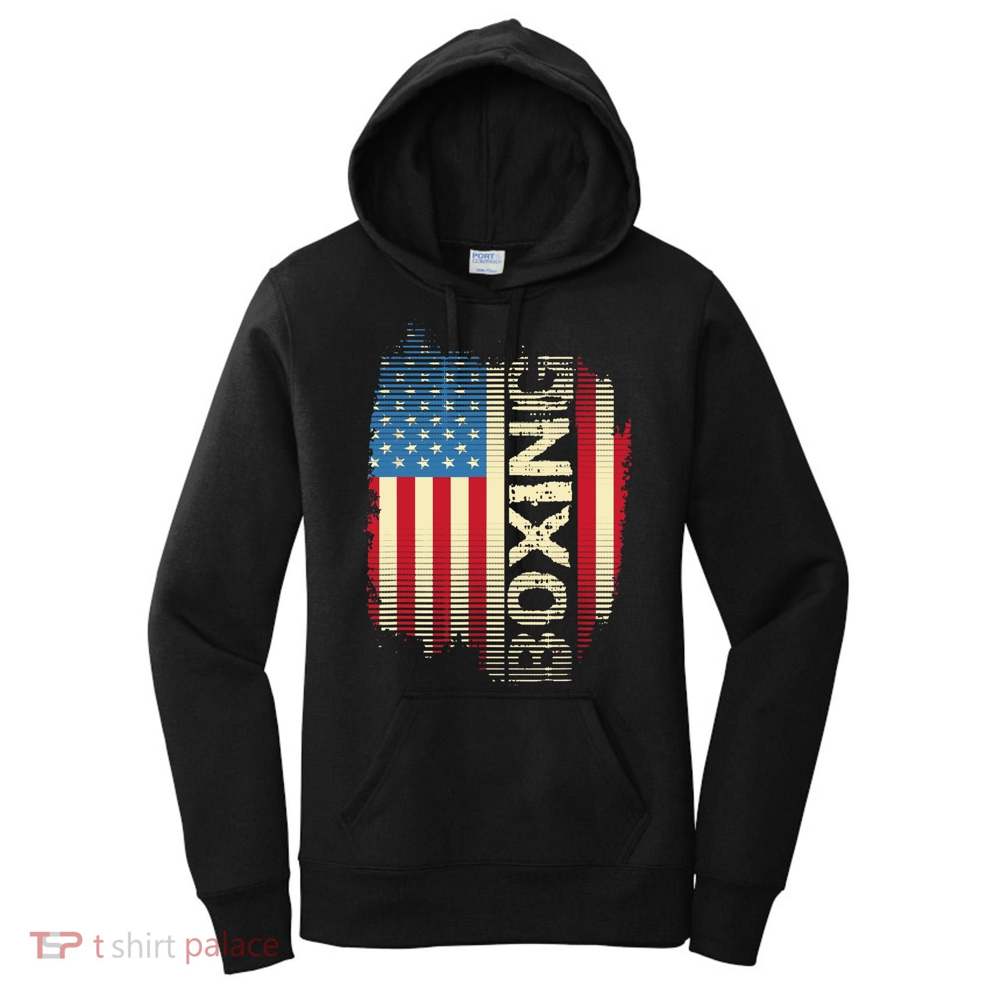 Patriotic USA Flag Boxing Kickboxing Kickboxer Gym Boxer Women's Hoodie