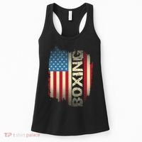 Patriotic USA Flag Boxing Kickboxing Kickboxer Gym Boxer Women's Tank Top thumb 0