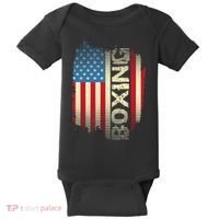 Patriotic USA Flag Boxing Kickboxing Kickboxer Gym Boxer Baby Bodysuit thumb 0