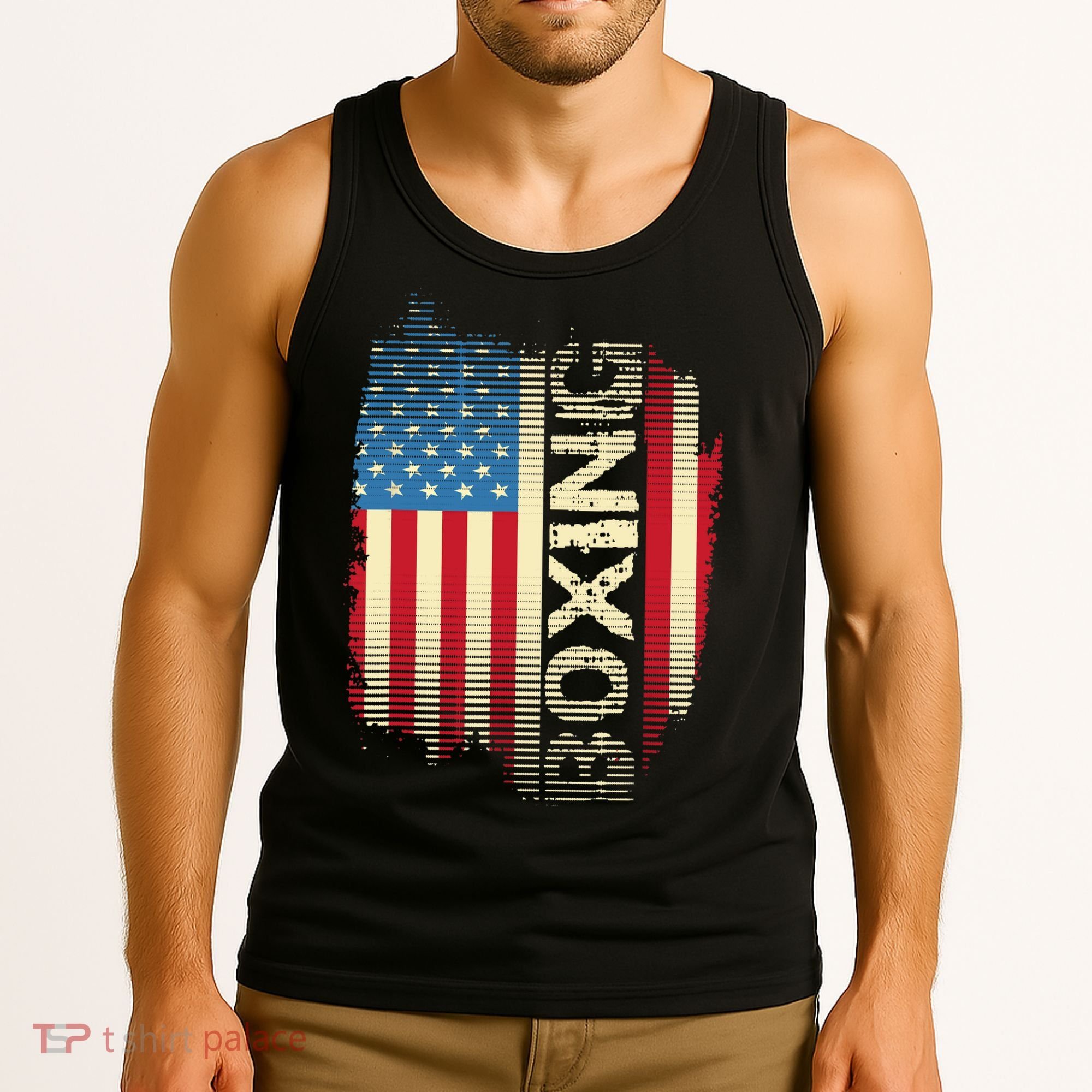 Patriotic USA Flag Boxing Kickboxing Kickboxer Gym Boxer Tank Top
