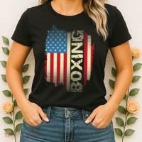 Patriotic USA Flag Boxing Kickboxing Kickboxer Gym Boxer Women's T-Shirt thumb 2