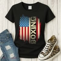 Patriotic USA Flag Boxing Kickboxing Kickboxer Gym Boxer Women's T-Shirt thumb 3