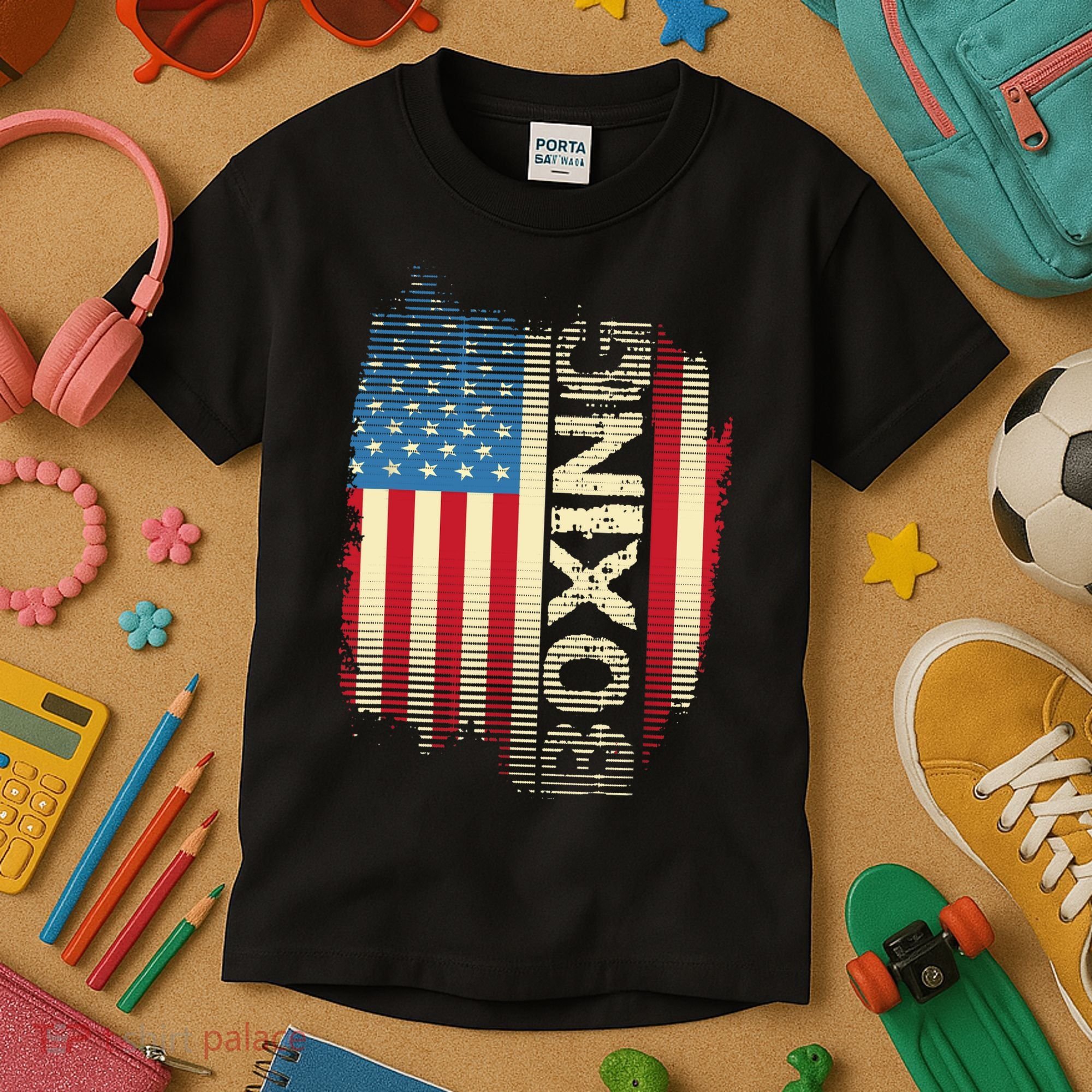 Patriotic USA Flag Boxing Kickboxing Kickboxer Gym Boxer Kids T-Shirt