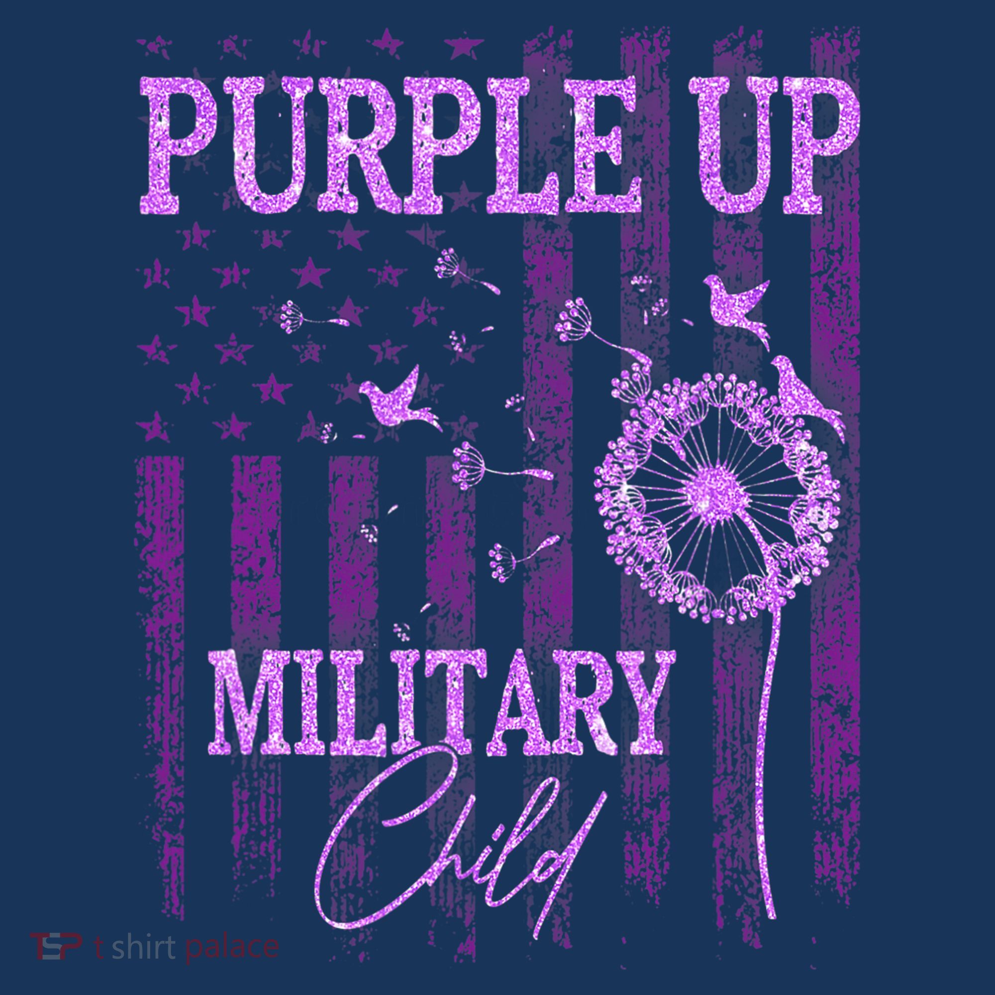 Purple Up For Military Child Month Dandelion Sparkle Flag Hoodie