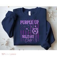 Purple Up For Military Child Month Dandelion Sparkle Flag Sweatshirt thumb 2