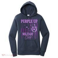 Purple Up For Military Child Month Dandelion Sparkle Flag Women's Hoodie thumb 0