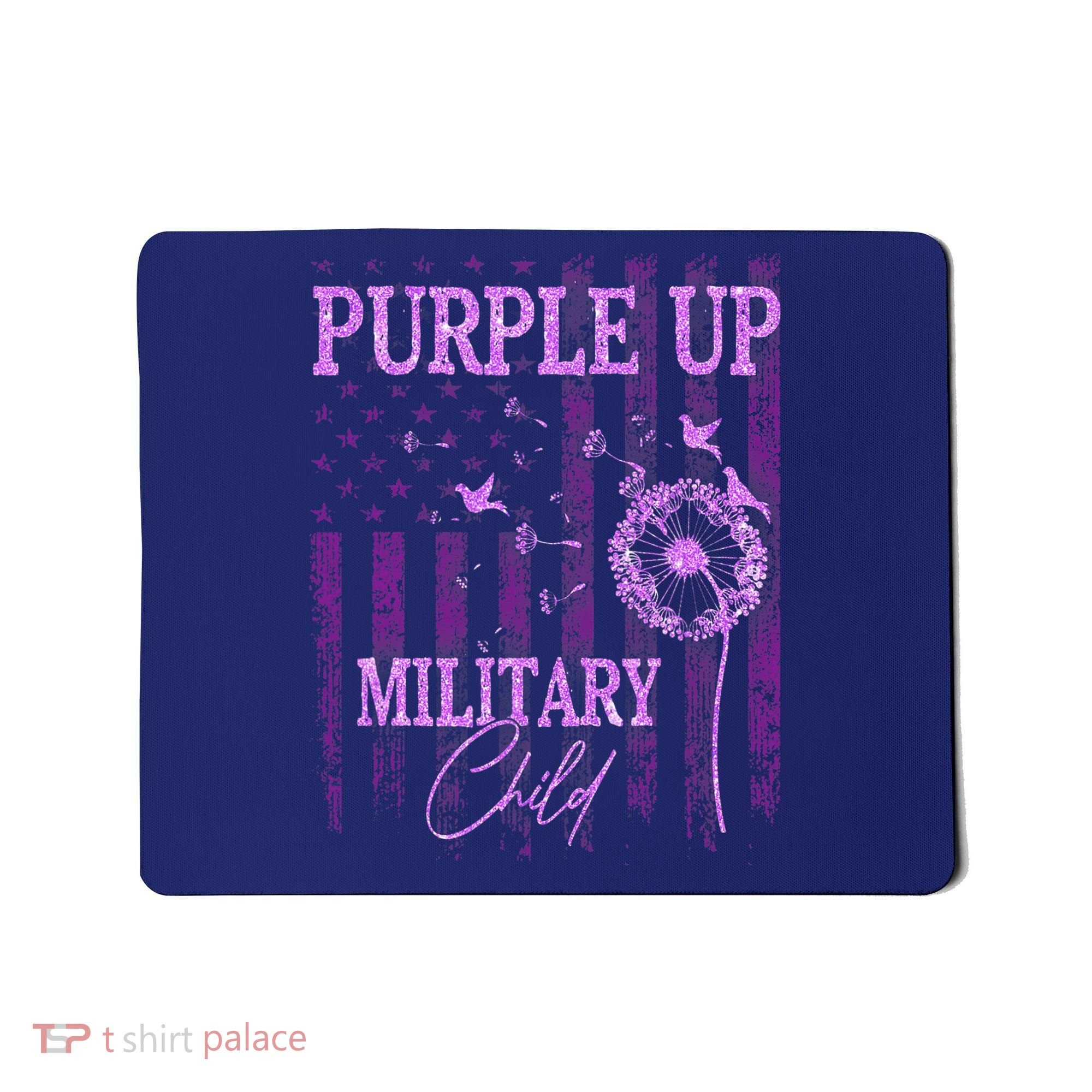 Purple Up For Military Child Month Dandelion Sparkle Flag Mousepad
