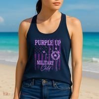 Purple Up For Military Child Month Dandelion Sparkle Flag Women's Tank Top thumb 2