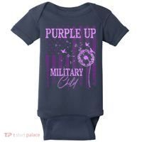 Purple Up For Military Child Month Dandelion Sparkle Flag Baby Bodysuit thumb 0