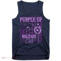 Purple Up For Military Child Month Dandelion Sparkle Flag Tank Top thumb 0
