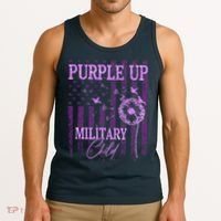 Purple Up For Military Child Month Dandelion Sparkle Flag Tank Top thumb 3