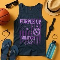 Purple Up For Military Child Month Dandelion Sparkle Flag Tank Top thumb 4