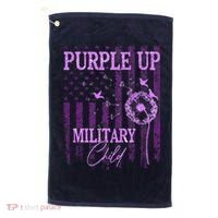 Purple Up For Military Child Month Dandelion Sparkle Flag Golf Towel thumb 0