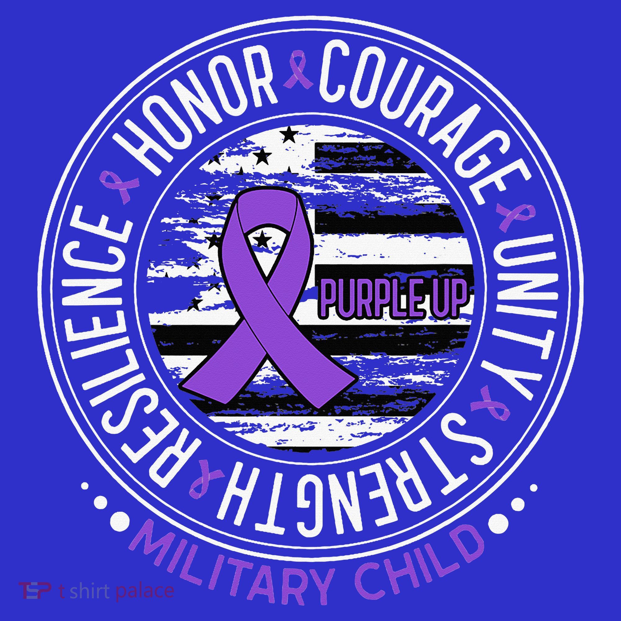 Purple Up For Military  Us Flag Cool Military Child Month T-Shirt