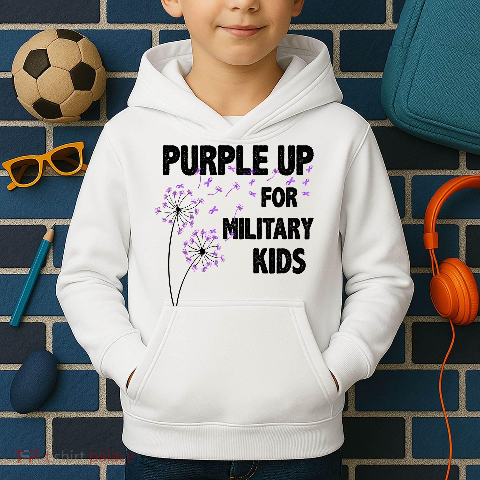 Purple Up For Military Child Month Kids Hoodie