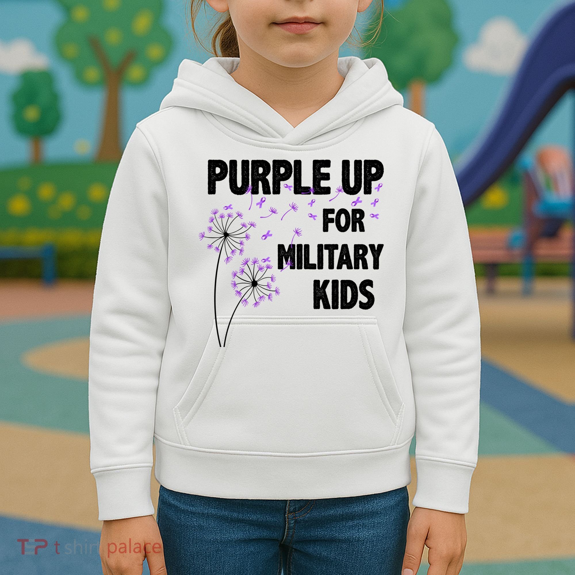 Purple Up For Military Child Month Kids Hoodie
