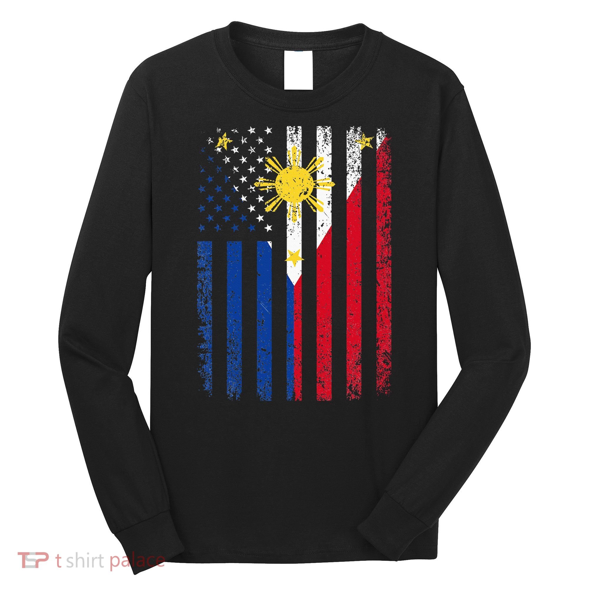 Philippines Usa Flag Long Sleeve Shirt