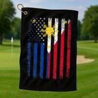 Philippines Usa Flag Golf Towel thumb 1
