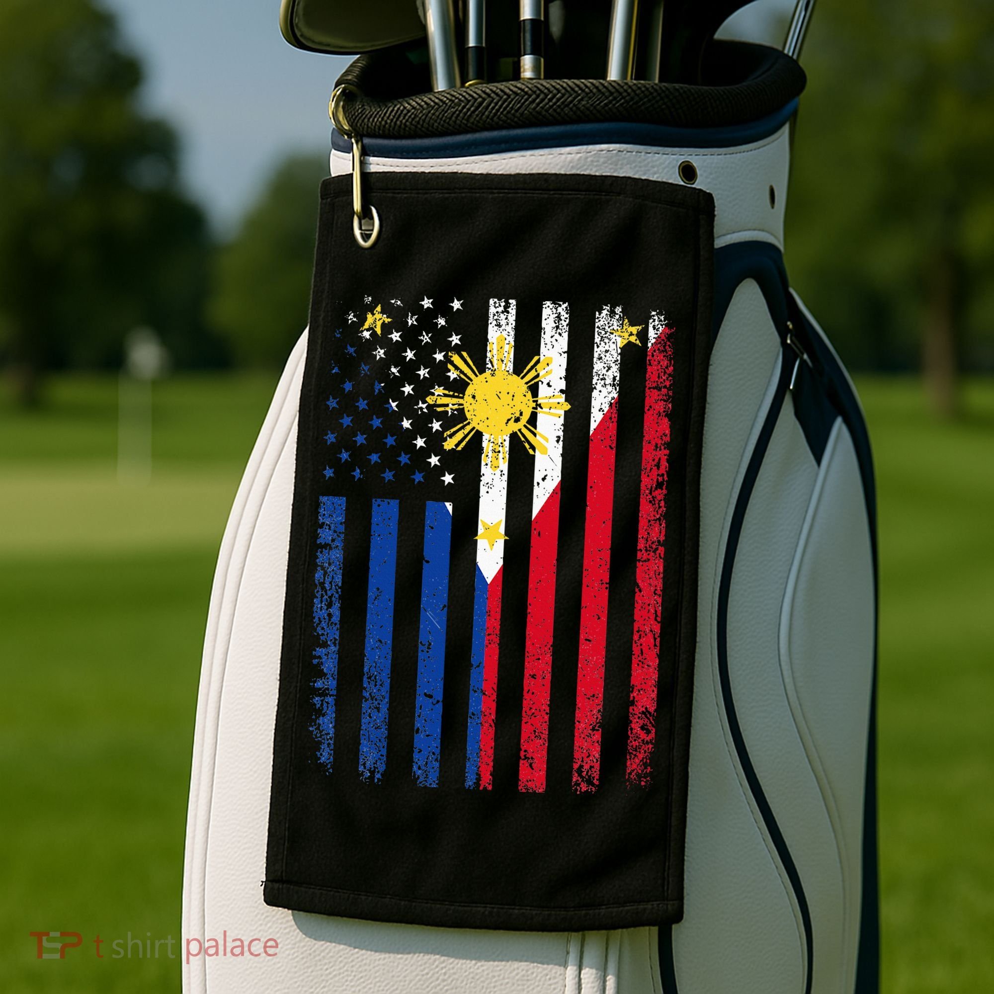 Philippines Usa Flag Golf Towel