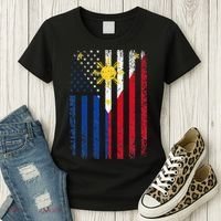 Philippines Usa Flag Women's T-Shirt thumb 3