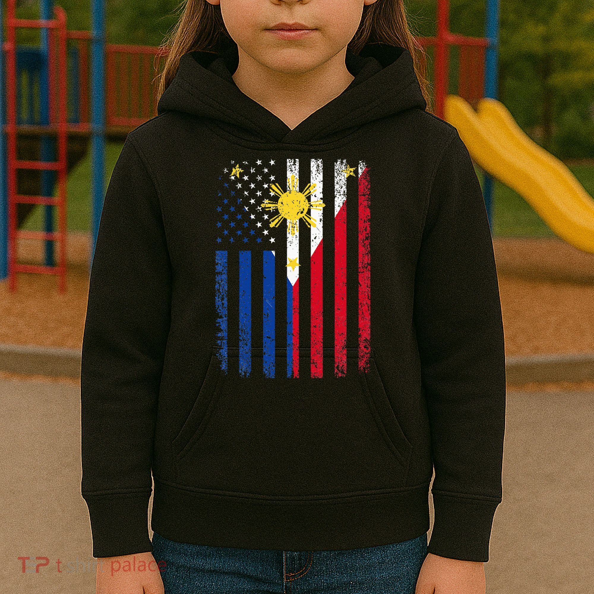 Philippines Usa Flag Kids Hoodie