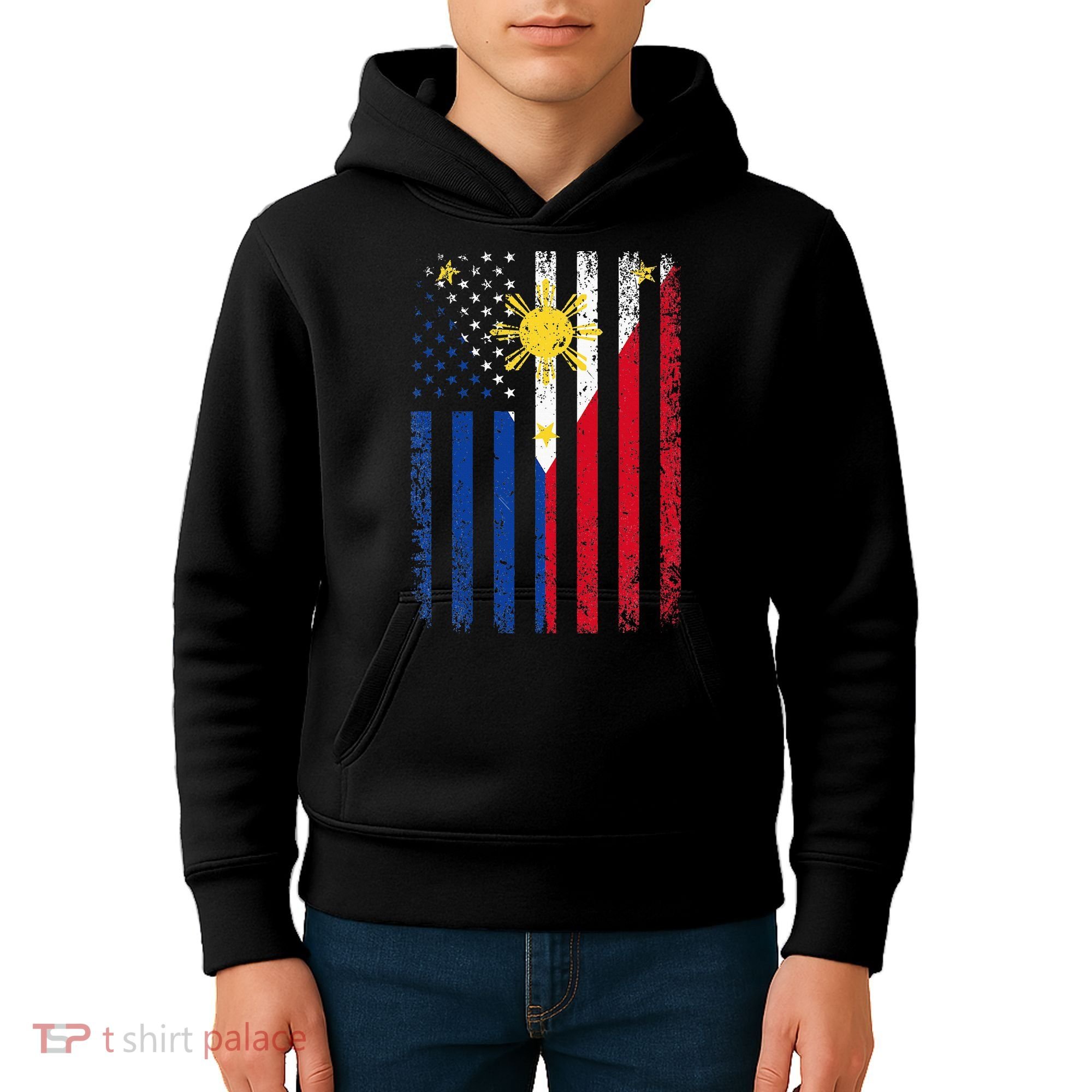 Philippines Usa Flag Kids Hoodie