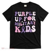 Purple Up For Military Groovy Military Child Month  T-Shirt thumb 0
