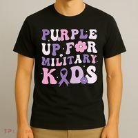 Purple Up For Military Groovy Military Child Month  T-Shirt thumb 3