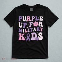 Purple Up For Military Groovy Military Child Month  T-Shirt thumb 5