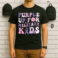 Purple Up For Military Groovy Military Child Month  T-Shirt thumb 6