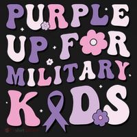 Purple Up For Military Groovy Military Child Month  T-Shirt thumb 7