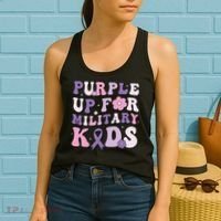 Purple Up For Military Groovy Military Child Month  Women's Tank Top thumb 2