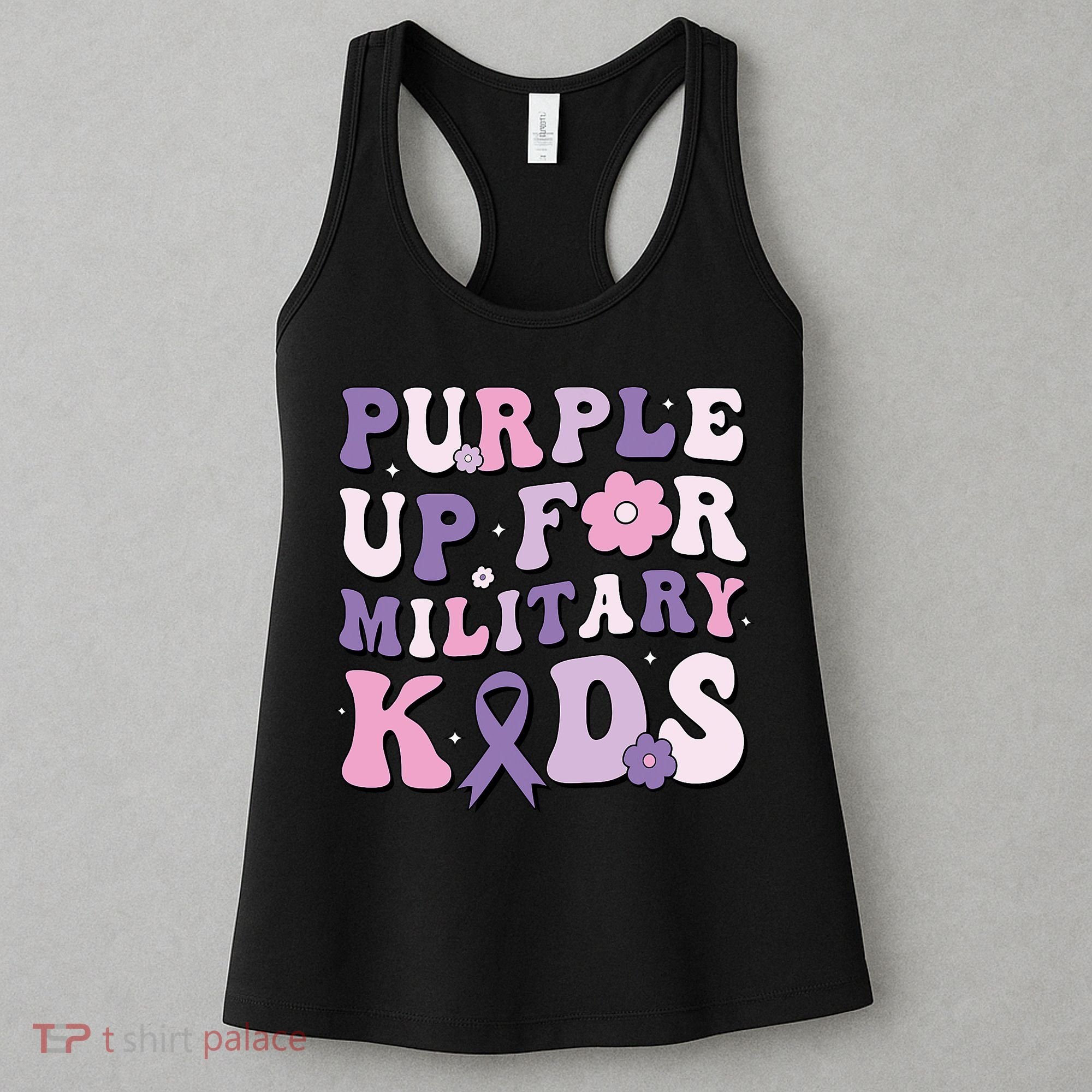 Purple Up For Military Groovy Military Child Month  Women's Tank Top