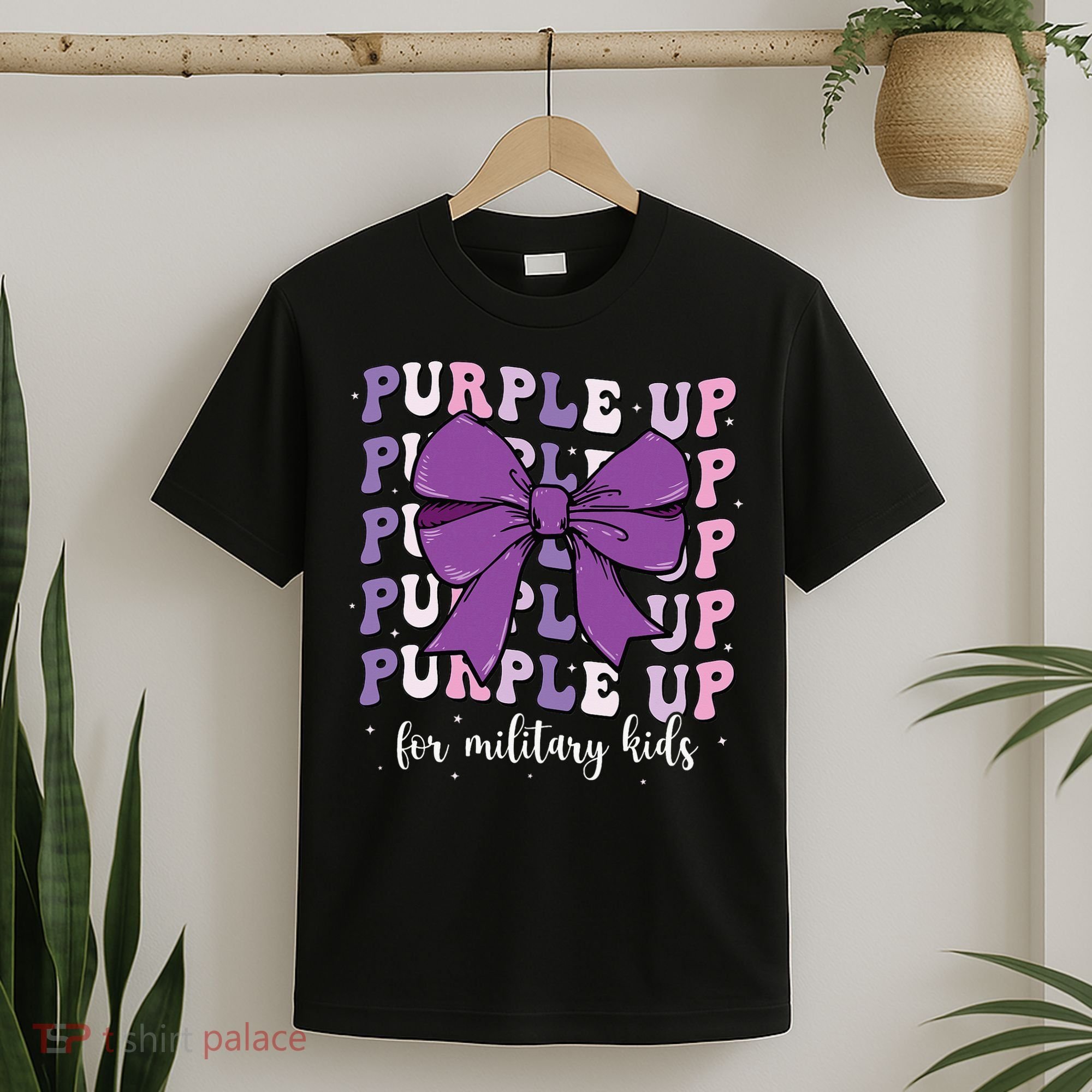 Purple Up For Military Girl Coquette Bow Military Child T-Shirt
