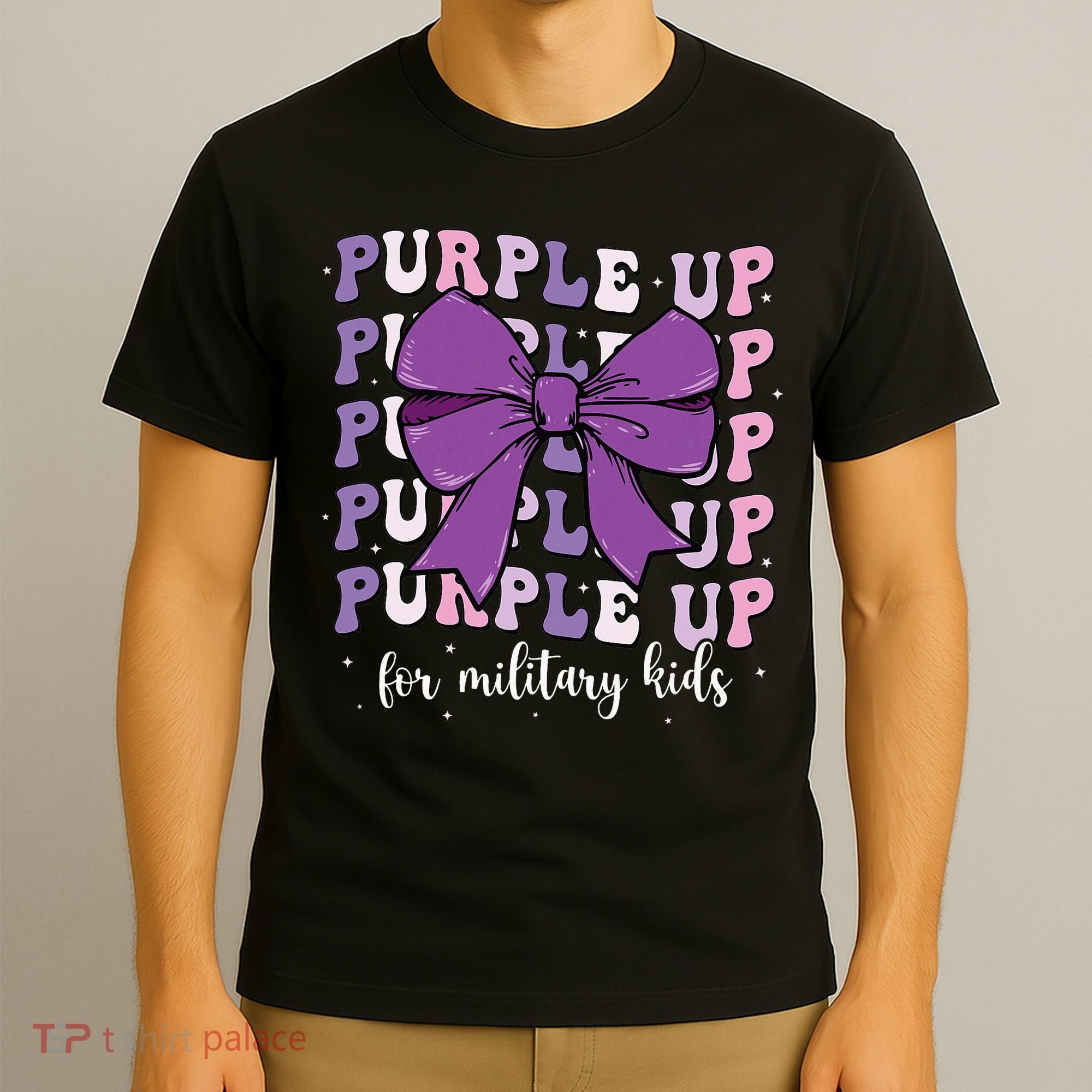 Purple Up For Military Girl Coquette Bow Military Child T-Shirt