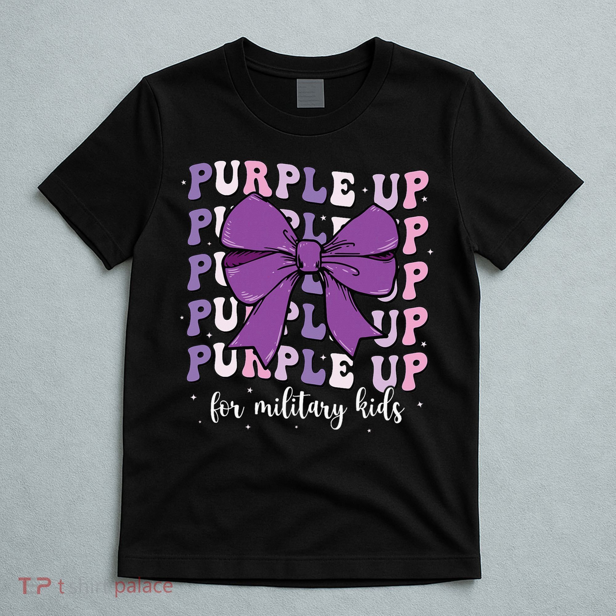 Purple Up For Military Girl Coquette Bow Military Child T-Shirt