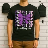 Purple Up For Military Girl Coquette Bow Military Child T-Shirt thumb 6