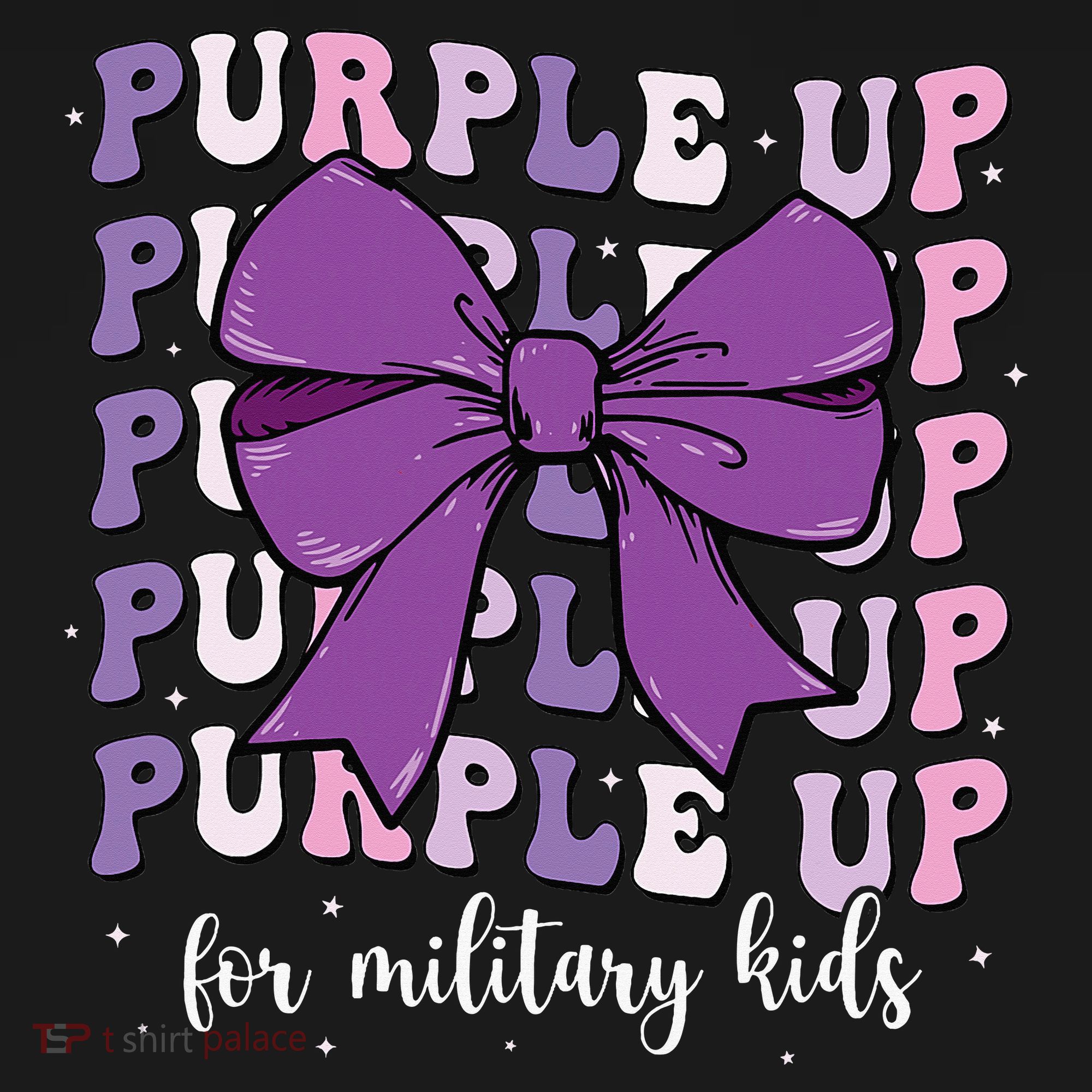 Purple Up For Military Girl Coquette Bow Military Child T-Shirt