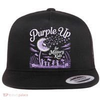 Purple Up For Military Kids Dandelion Flat Bill Trucker Hat thumb 0