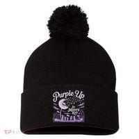 Purple Up For Military Kids Dandelion Pom Pom 12in Knit Beanie thumb 0
