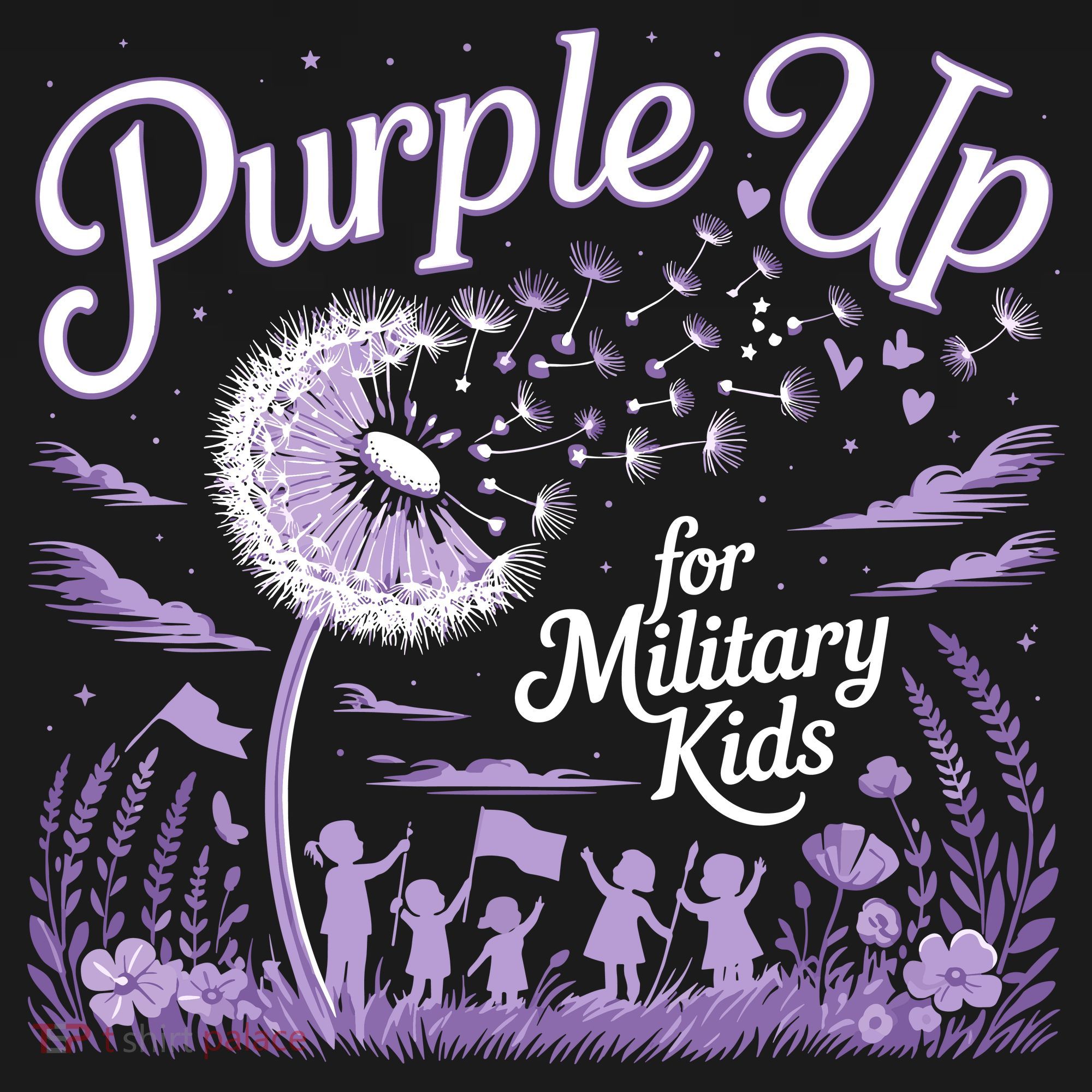 Purple Up For Military Kids Dandelion Pom Pom 12in Knit Beanie