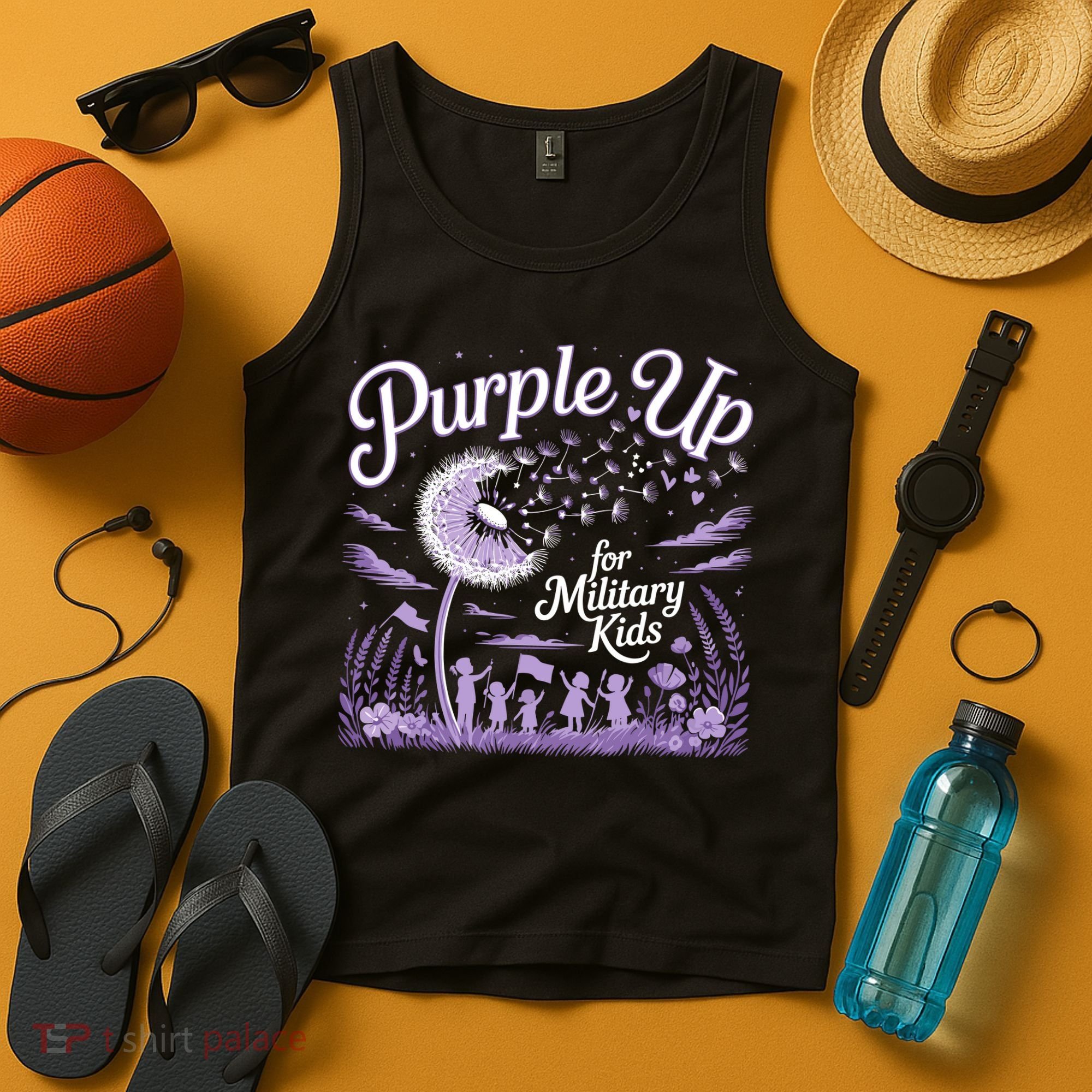 Purple Up For Military Kids Dandelion Tank Top