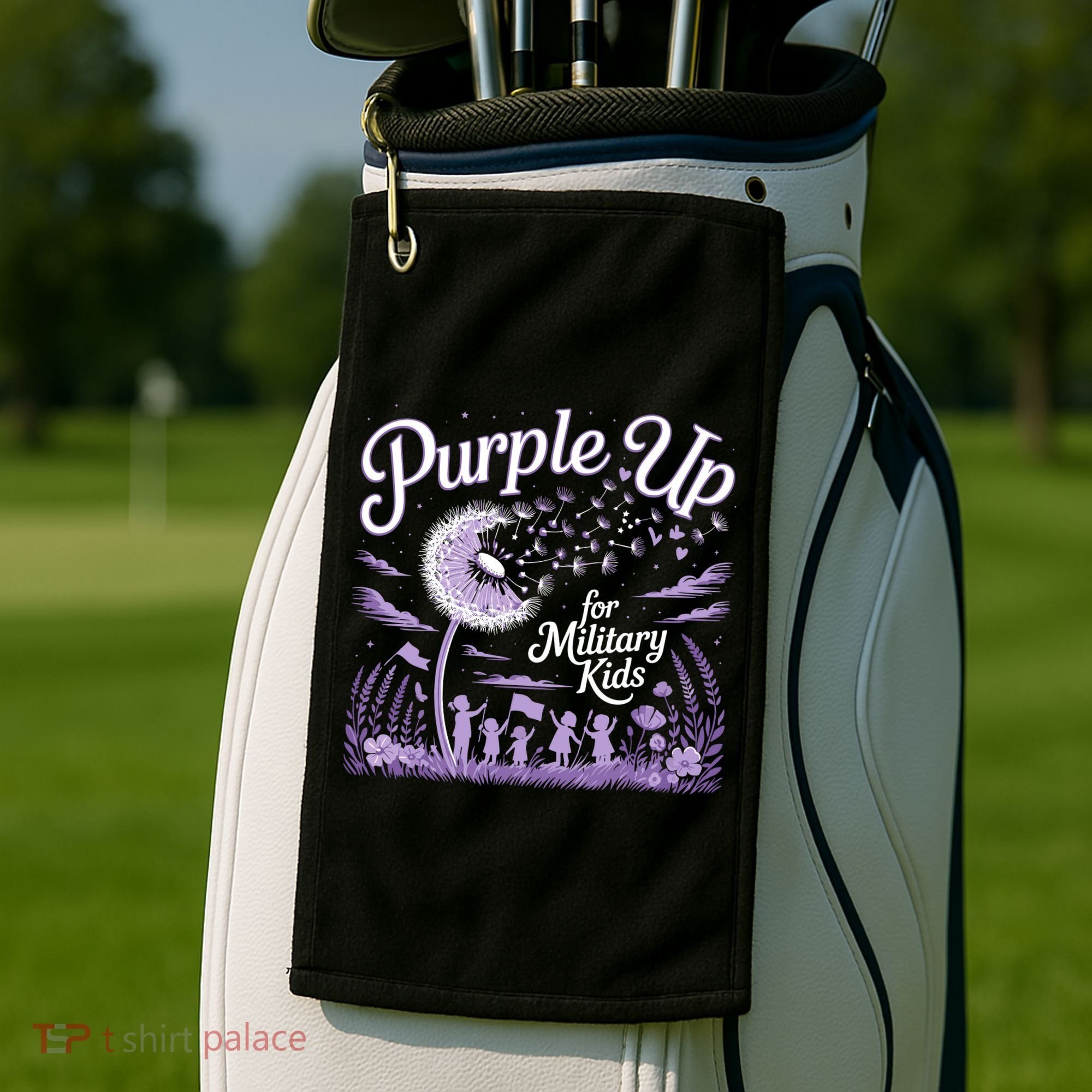 Purple Up For Military Kids Dandelion Golf Towel