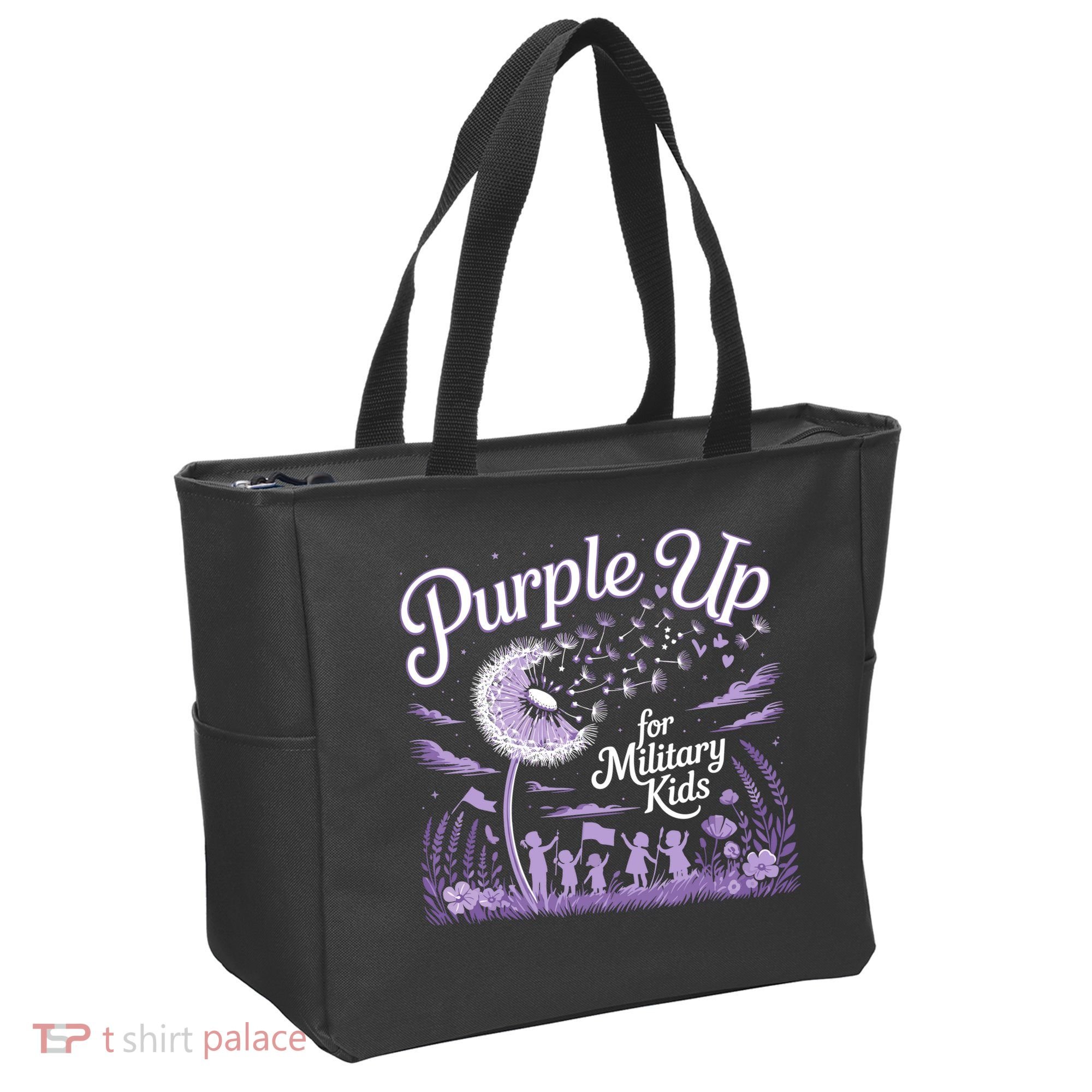Purple Up For Military Kids Dandelion Tote Bag