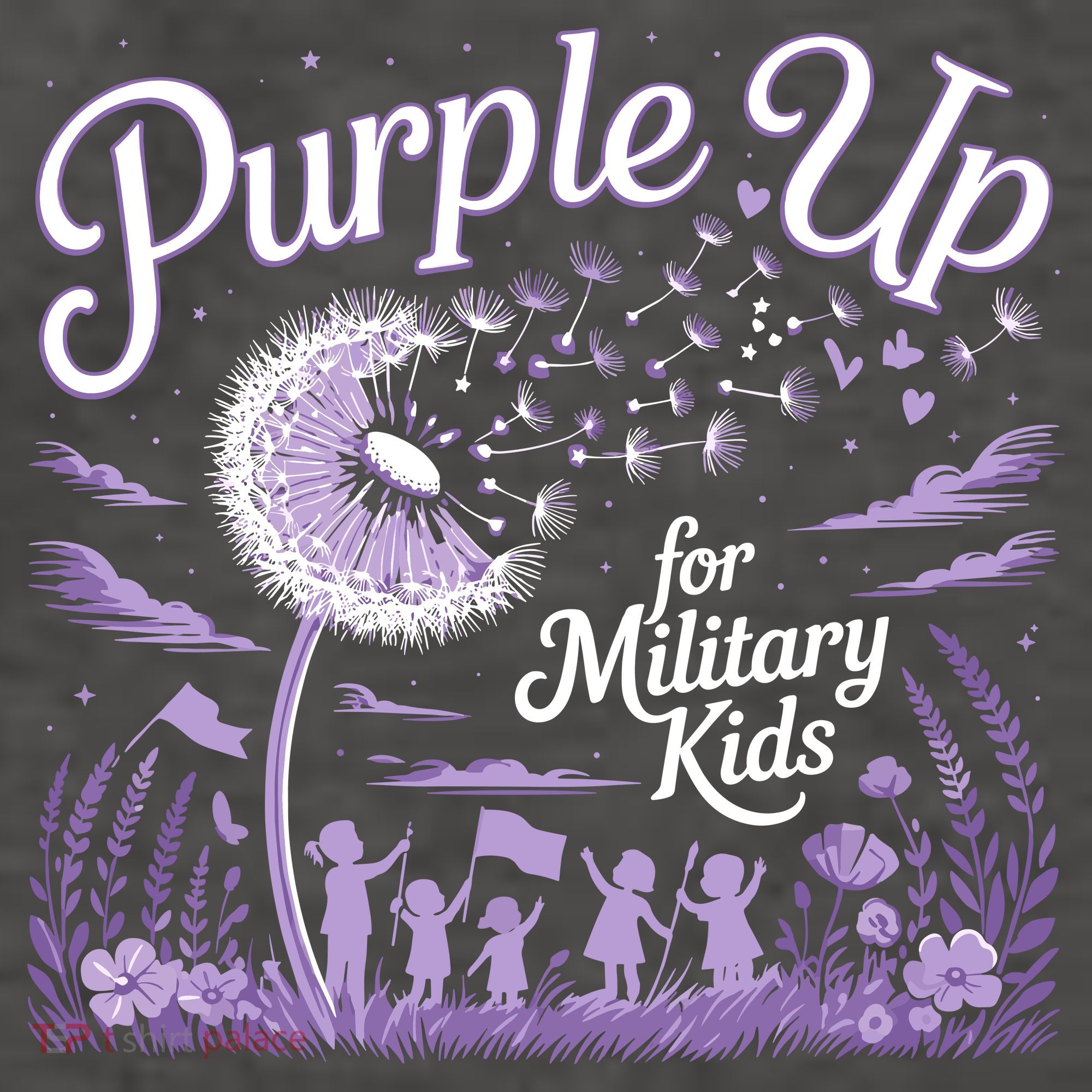 Purple Up For Military Kids Dandelion Vector Backpack