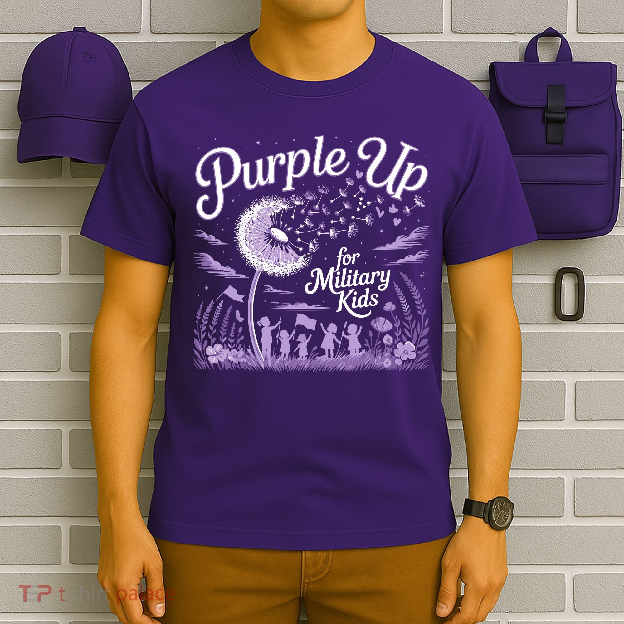 Purple Up For Military Kids Dandelion T-Shirt