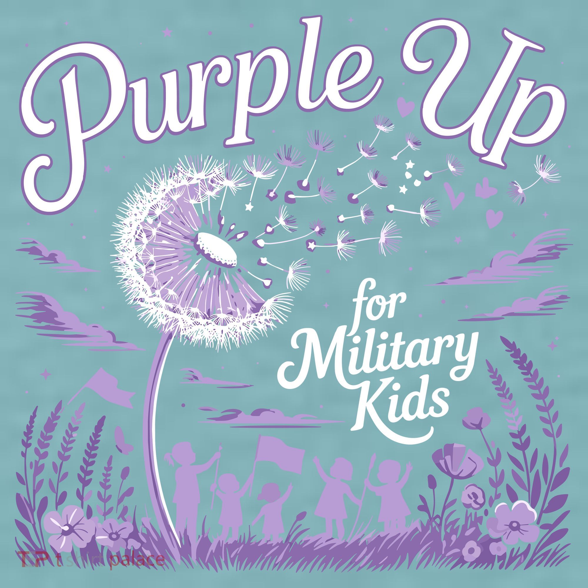 Purple Up For Military Kids Dandelion Sueded Cloud Jersey T-Shirt