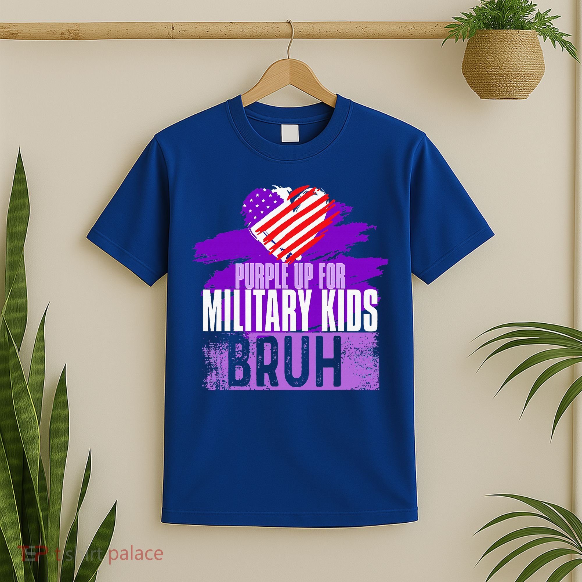 Purple Up For Military  Us Flag Cool Military Child Month T-Shirt
